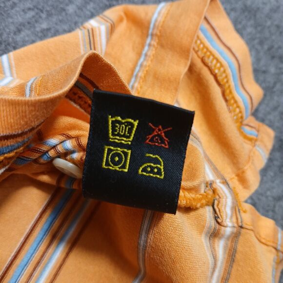 Greg Norman Polo Shirt Adult Med Orange Stripe‎ 60/2 Double Mercerized Golf Mens - Picture 5 of 8